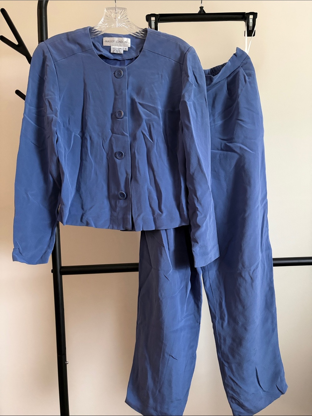 Maggy London 100% Silk Suit in Periwinkle Blue